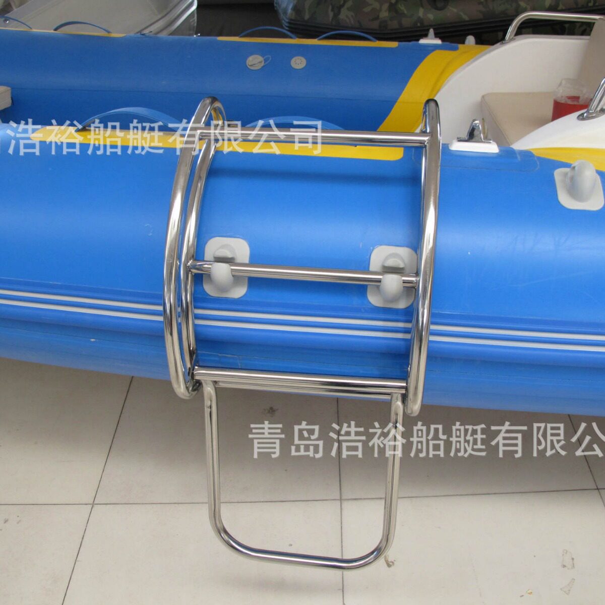 浩裕船艇不锈钢316材质C型梯子橡皮艇用爬梯冲锋舟游艇侧梯舷梯