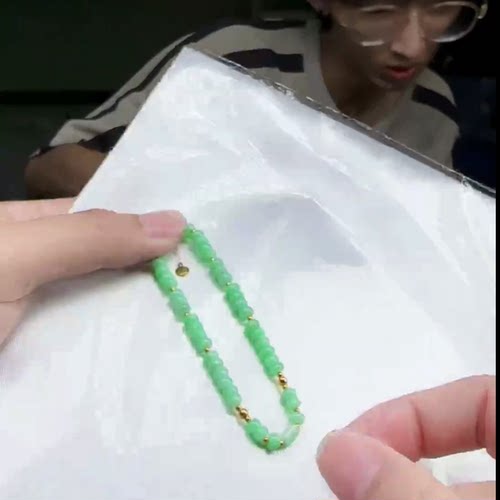 20【CH】18K金翡翠算盘珠DIY手链-约4mm（多样性发其一）