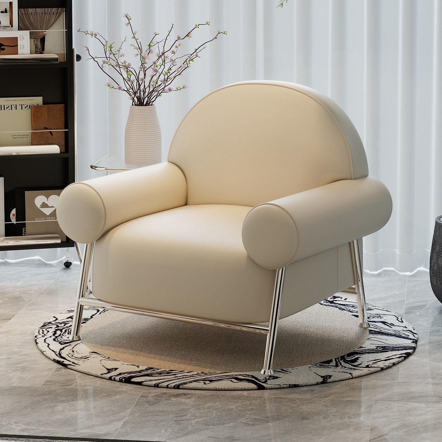 单人沙发椅客厅轻奢高级感家用单椅沙发卧室书房靠背椅阳台休闲椅