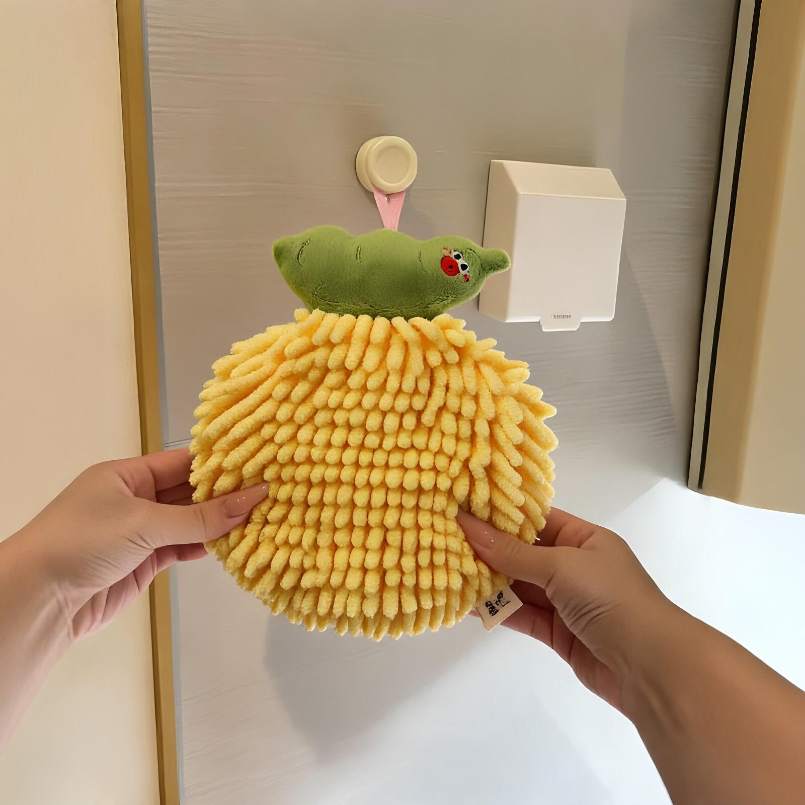 豆荚擦手巾挂饰超强吸水加厚速干雪尼尔家用厨房卫生间浴室可爱