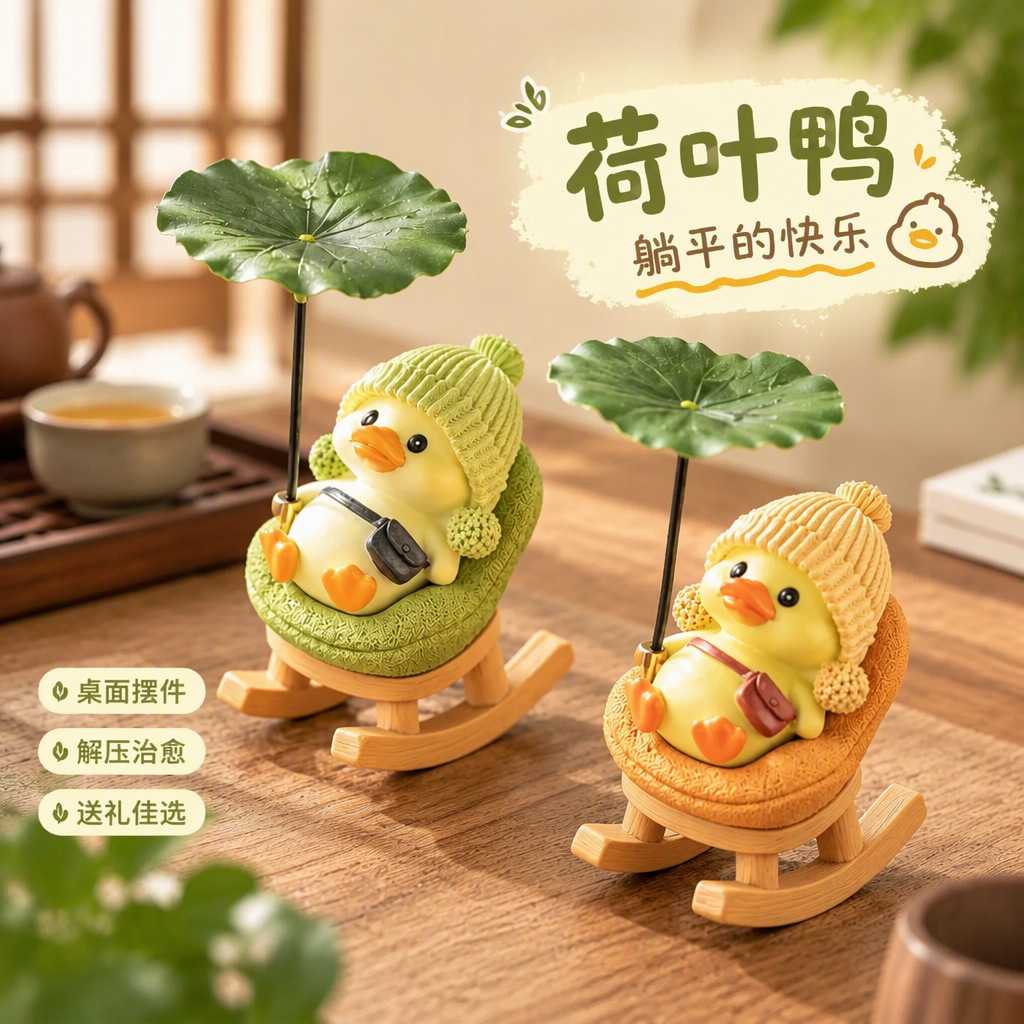 可爱躺平鸭摇摇乐桌面解压摆件|