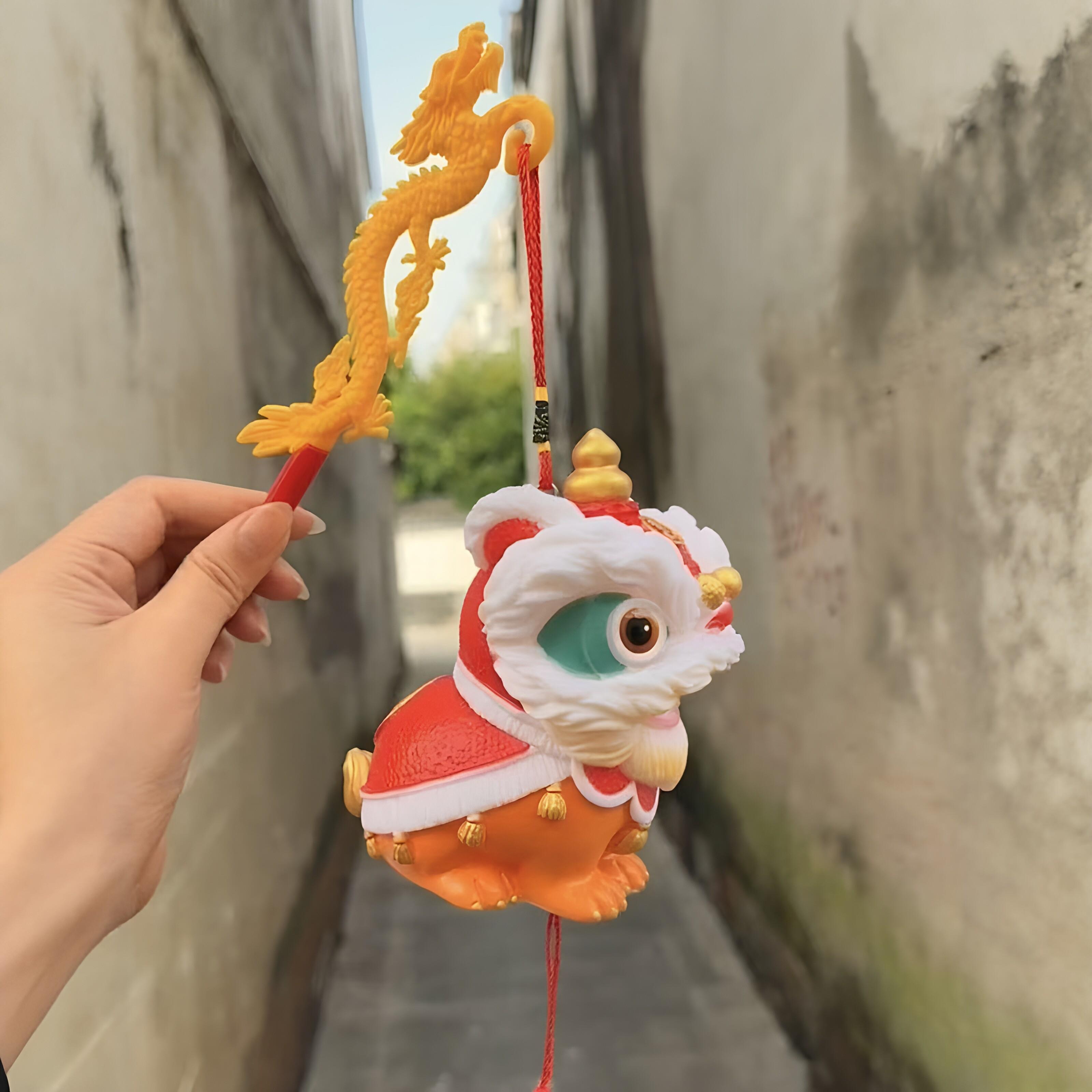 醒狮挂件中国传统文化醒狮迎福龙钩挂饰创意节日氛围感吉祥物摆件