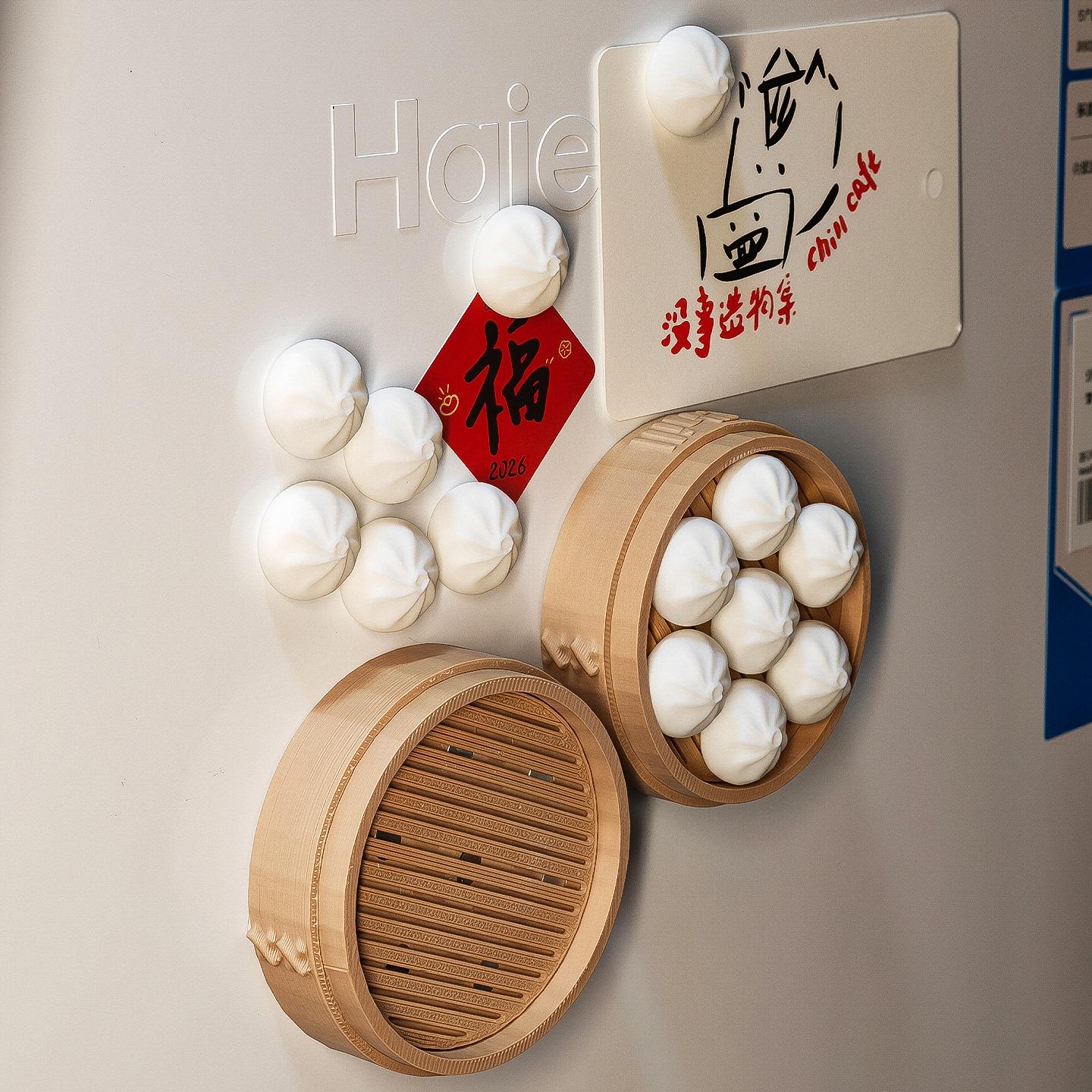 【新家的100个快递】包子冰箱贴仿真食玩饺子馒头厨房装饰磁吸贴