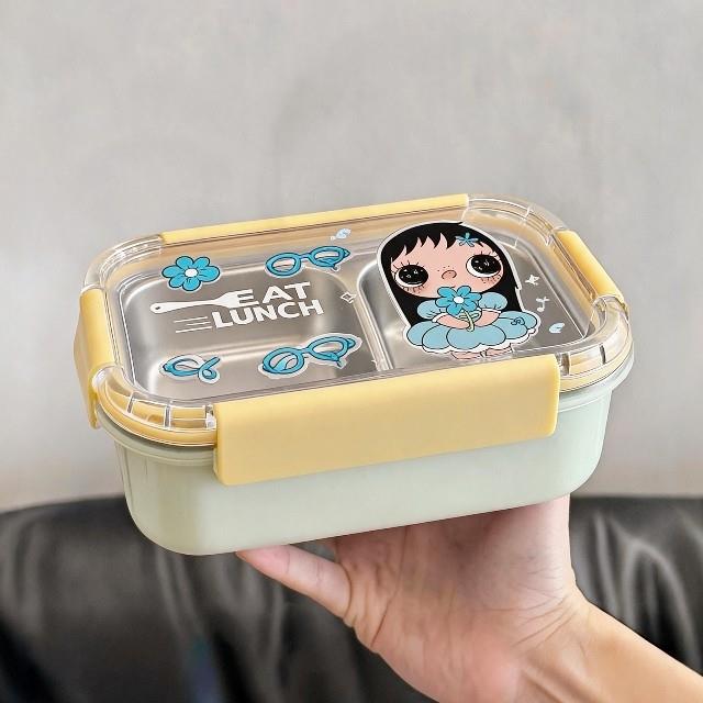 可爱保鲜盒饭盒食品级密封盒微波炉加热上班族水果带饭不锈钢餐盒