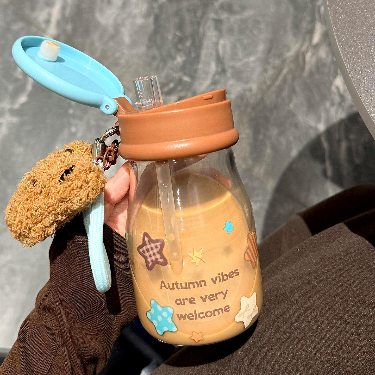 冷萃咖啡杯外出便携随手杯高级感可爱玻璃杯家用牛奶摇摇杯带吸管