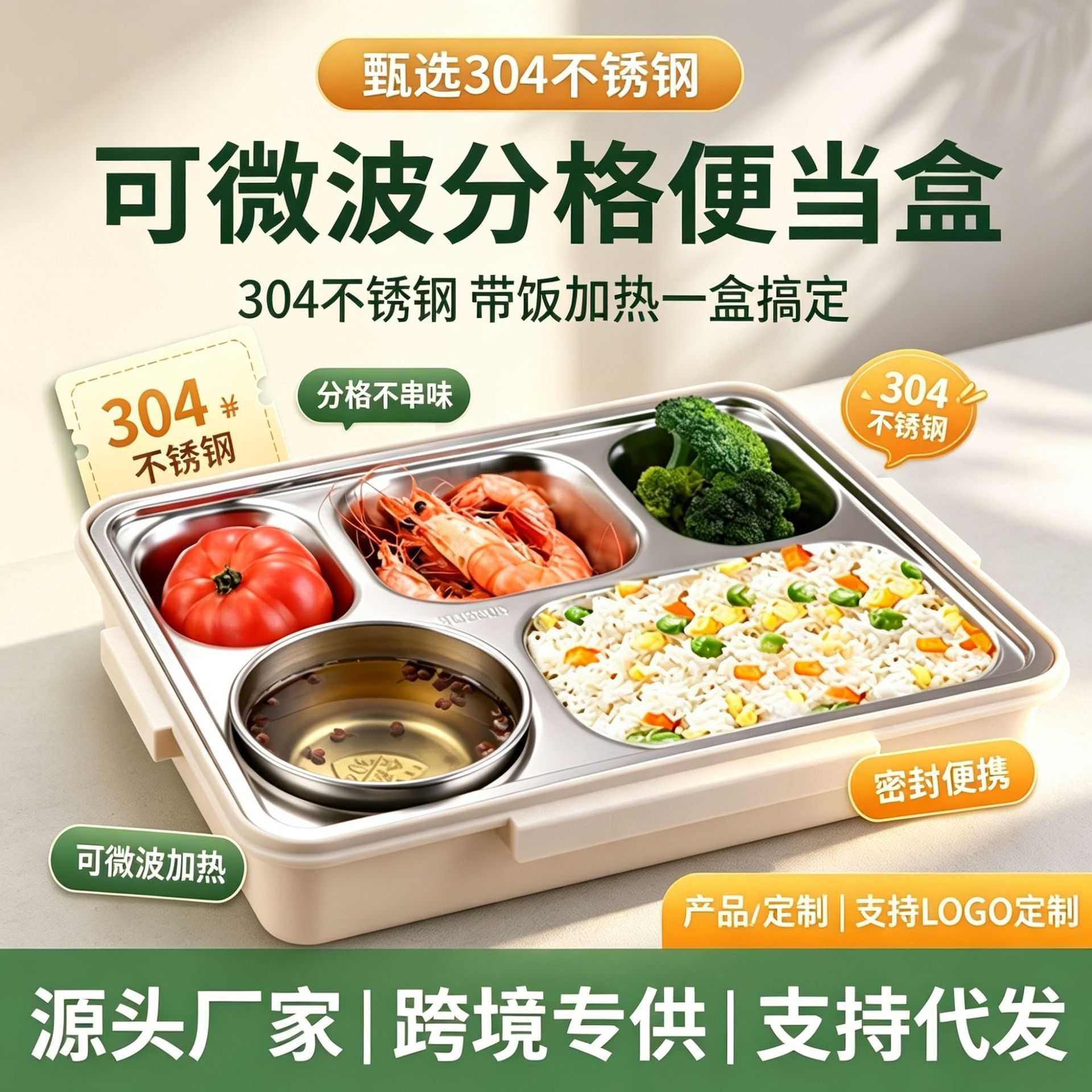 不锈钢保温饭盒分格不串味学生专用餐盒女生上班族儿童便当盒套装