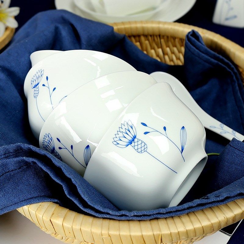 韩式结婚送礼唐山骨瓷餐具套装58头家用碗碟盘套装陶瓷器组合,餐饮具,餐具瓷器套装,淘宝优惠券,粉丝福利购,淘宝优惠卷