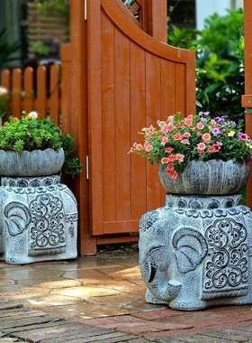 仿古大象人造石墩户外花槽花盆底座庭院花园布置入户门口装饰摆件
