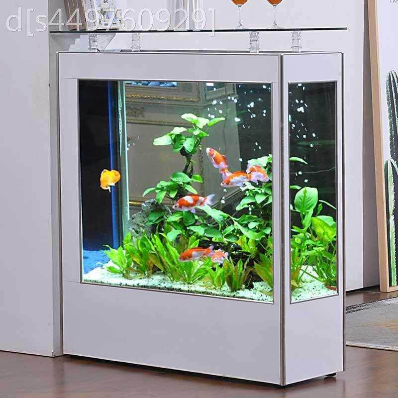 鱼缸 大型家用客厅落地免换水长方形隔断屏风小型玻璃造景水族箱