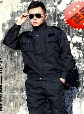 正品春秋网格训练服套装藏青男用训作服保安服夏装拓展警示工作服