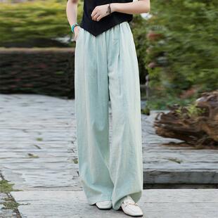 春新款太极裤棉麻 女式直筒裤太极服装练功裤武术裤长裤