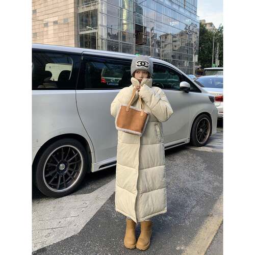 行走的大被子韩版宽松过膝长款加厚棉服女保暖黑色外套女冬慵懒风