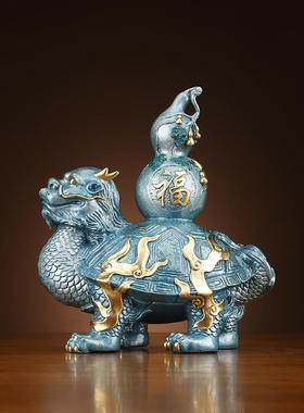 铜龙龟摆件龟背葫芦铜葫芦龙头龟乔迁新居礼品客厅办公室装饰品