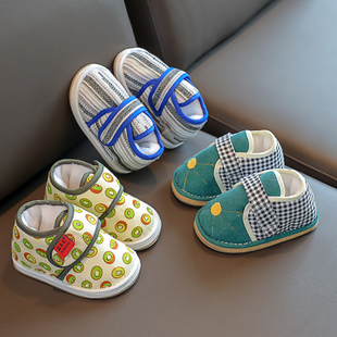 女宝宝棉花保暖鞋 儿童手工棉鞋 3岁2婴儿男童千层底布鞋 家居冬季