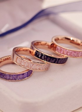 日韩版潮人新款彩色黑白冰晶石食指戒指尾戒情侣戒饰品女首饰礼物