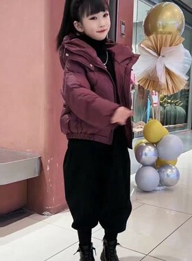 2024冬装港风女童棉衣套装红色年货加厚短款棉袄加绒靴裤三件套潮