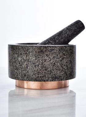 样板间定制家居中式厨房大理石研磨器台面摆设中式厨房摆件捣蒜器