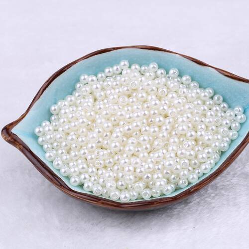 4mmabs仿珍珠散珠子有孔diy手工编织串珠制作饰品配件发饰材料包