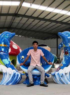 卡通动物座椅水果糖果玻璃钢雕塑恐龙奶牛草莓休闲椅凳子公园摆件