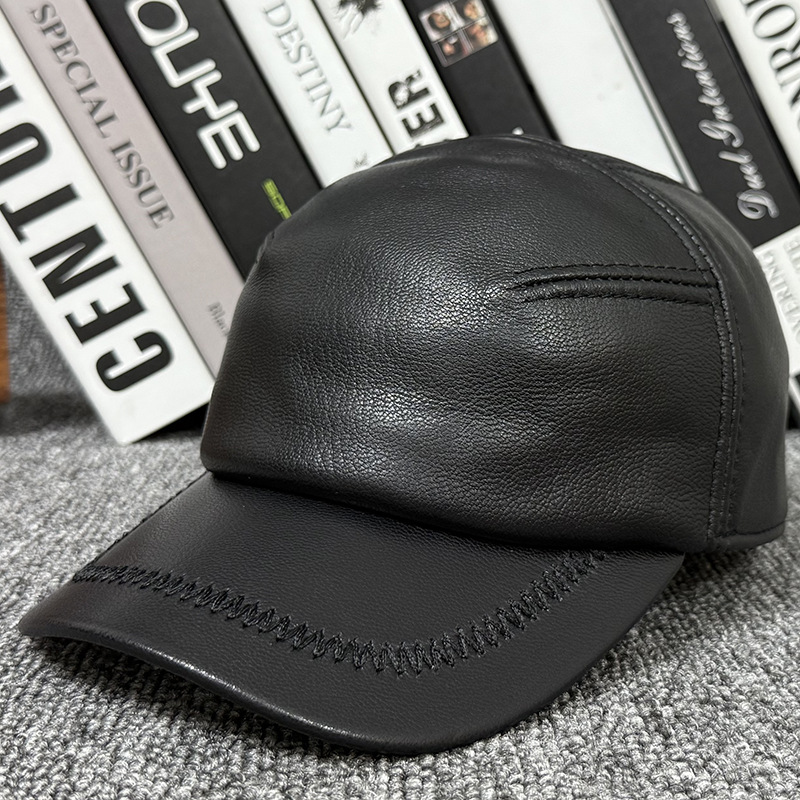 新款真皮帽子男士秋冬季羊皮