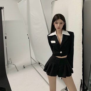 外套q女2025年韓版 氣質溫柔高級感百搭小眾上 西裝 可拆卸撞色短款