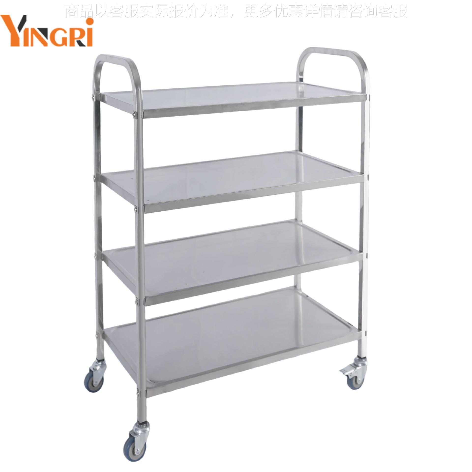 方管4层 不锈钢餐车可移动带轮酒店厨房