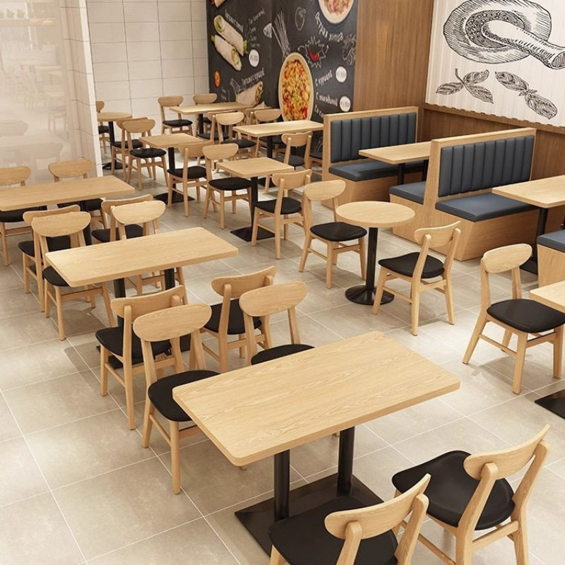 快餐烧烤奶茶实木餐桌椅商用面馆餐饮靠墙双人卡座沙发桌椅子组合