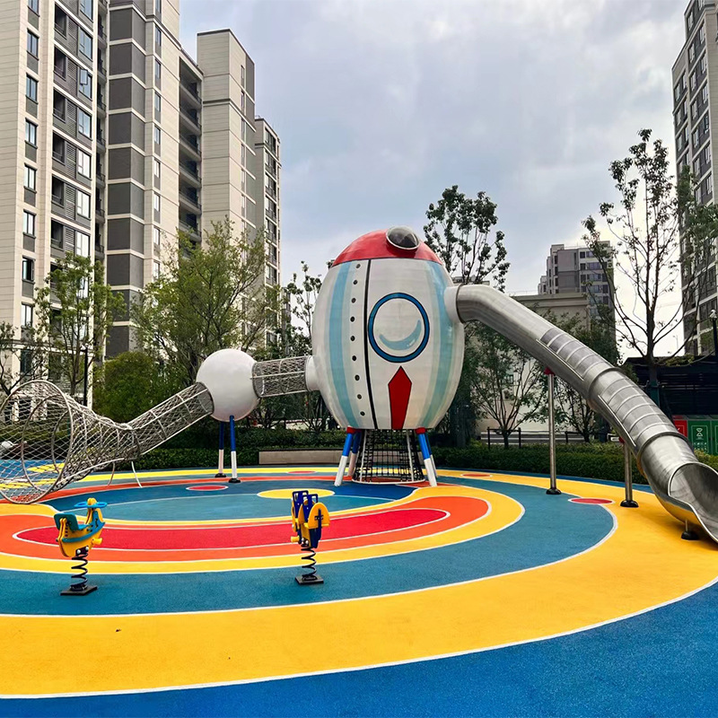 大型不锈钢火箭滑梯户外非标儿童游乐场设备室外景区拓展攀爬厂家