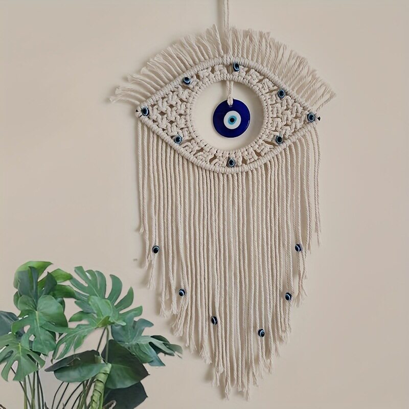 Evii Eyee恶魔之眼挂毯墙挂 手工编织土耳其蓝眼睛壁挂挂件车挂