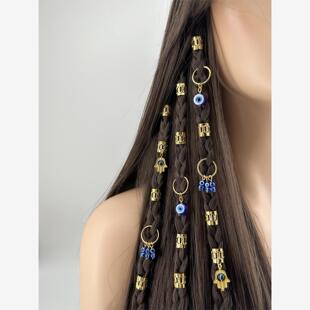 土耳其蓝眼睛发饰 网红款时尚EvilEyes饰品 恶魔之眼古风脏辫发环
