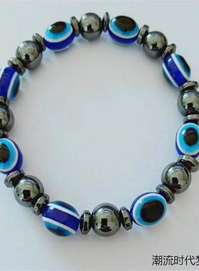 恶魔之眼磁性黑石弹力手链