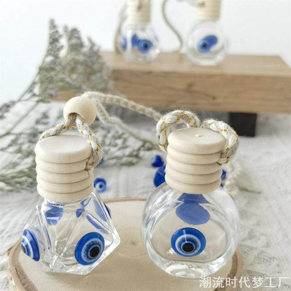 土耳其风格车载香薰瓶挂件蓝眼睛透明玻璃香水分装瓶卫生间香氛瓶