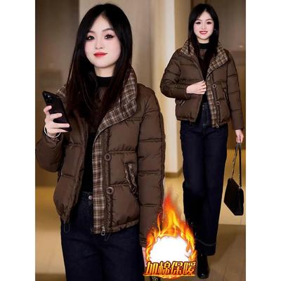 小个子短款羽绒棉服女加棉加厚2025冬季新款欧货时髦妈妈装面包服