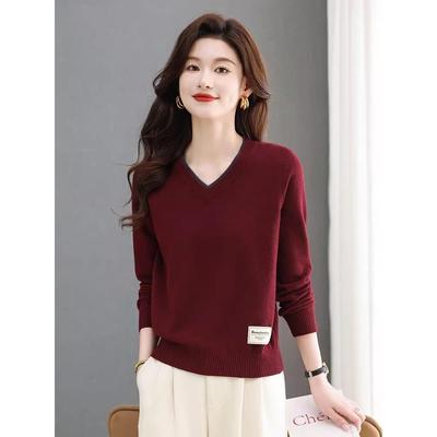 V领短款针织毛衣女2025秋冬季新款高级感时尚打底衫爆款内搭上衣