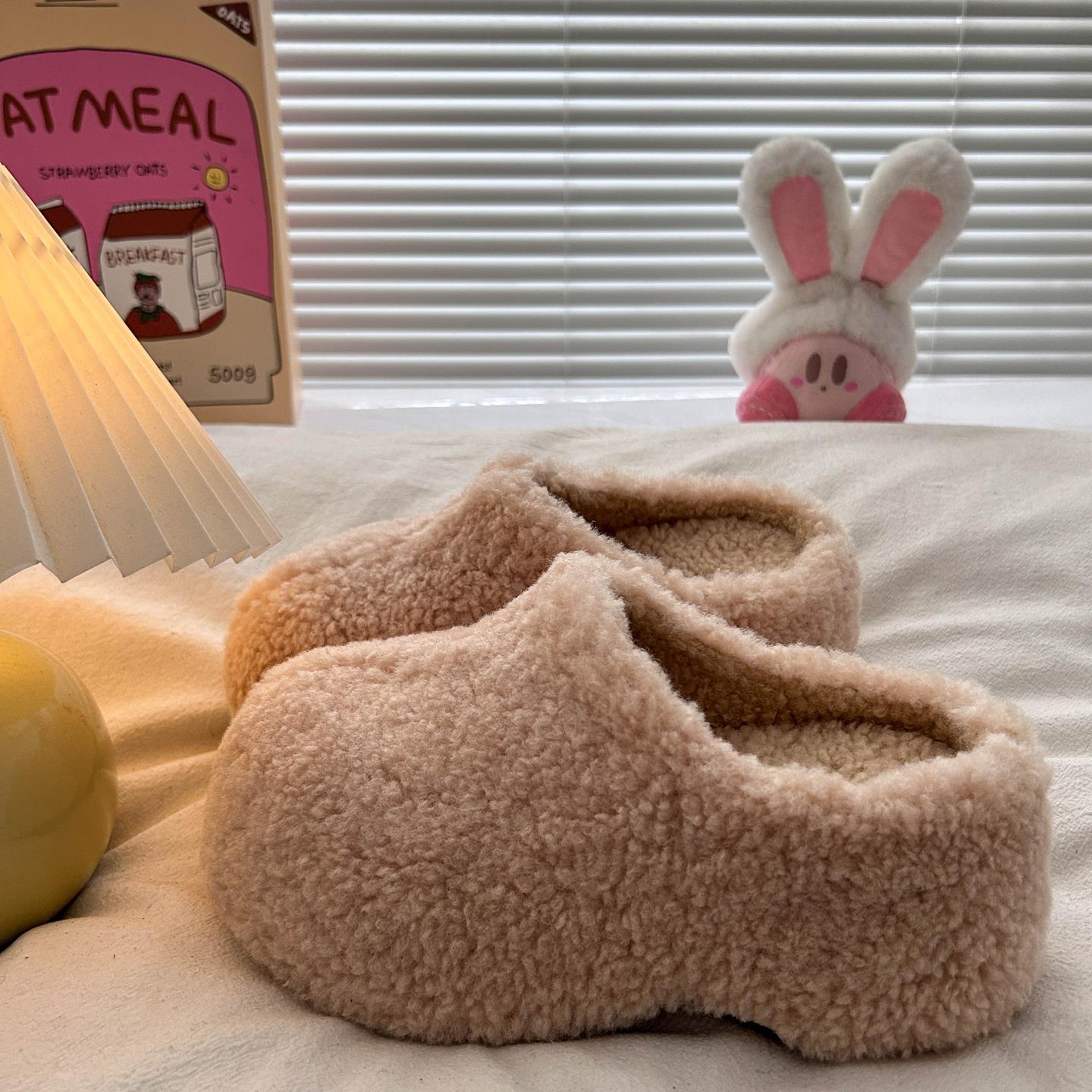 毛毛鞋女款2025新款秋冬季爆款羊羔毛外穿厚底增高懒人保暖包头拖