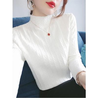 半高领打底衫女春秋2025新款内搭洋气软糯毛衣修身针织衫白色上衣