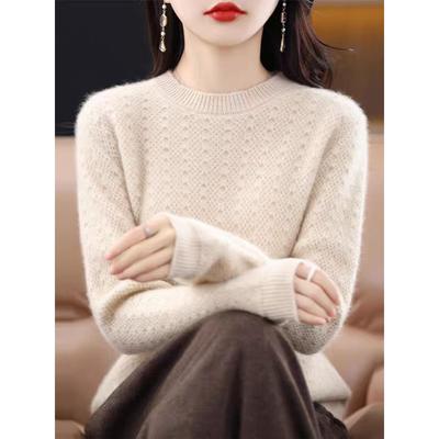 加厚保暖羊毛衫女圆领宽松2025秋冬季新款软糯亲肤针织打底衫毛衣