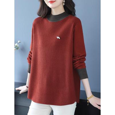 2025秋冬新款洋气宽松半高领毛衣女时尚内搭中长款针织打底衫上衣