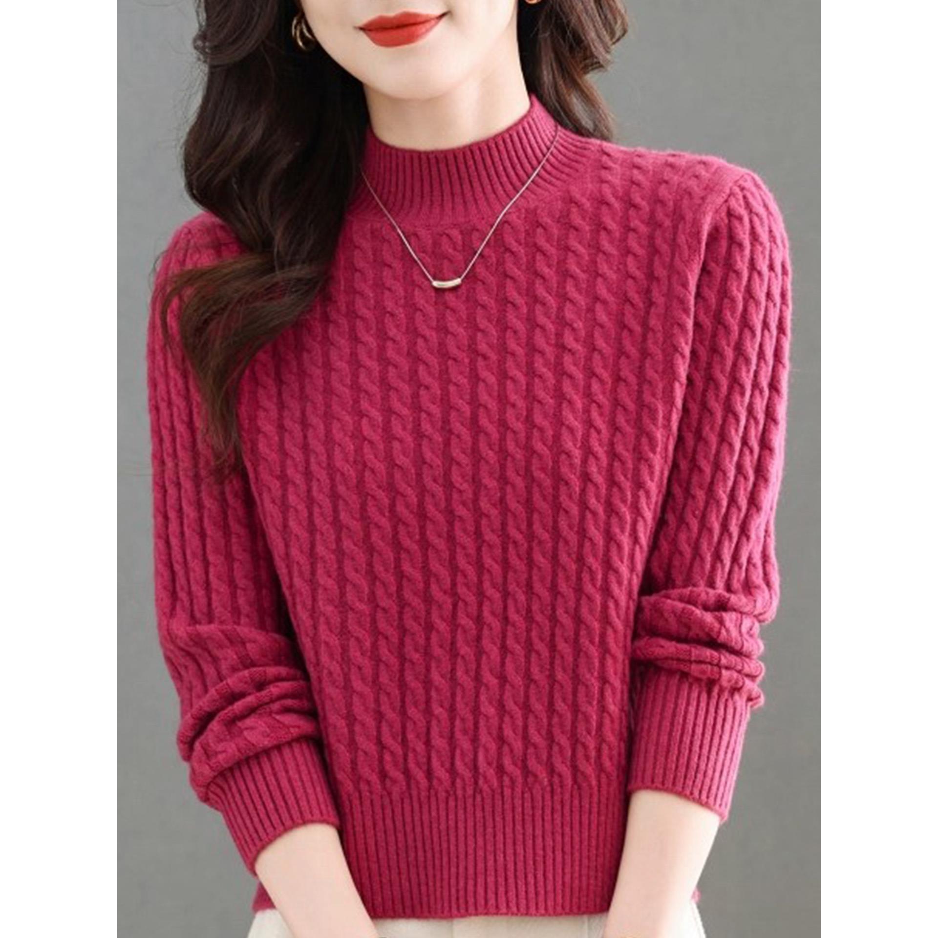 秋季针织衫内搭女半高领秋冬长袖上衣洋气减龄宽松短款打底毛衣厚