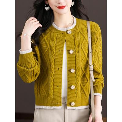 短款毛衣女秋季开衫时尚2025新款针织羊毛衫外搭加厚女士时尚外套