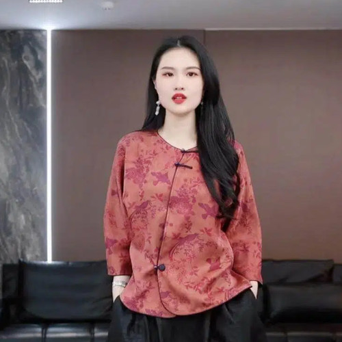 【可夏】徐淼淼春'繁芜今棠'新中式非遗提花花萝香云纱上衣ZY2340