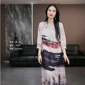 徐淼淼名家张林根春夏非遗三经绞罗红云纱连衣裙R2059 茗染