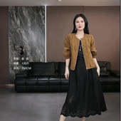 墨韵古纹 徐淼淼早春 镂空非遗龟裂纹香云纱半裙XC2121 安歌