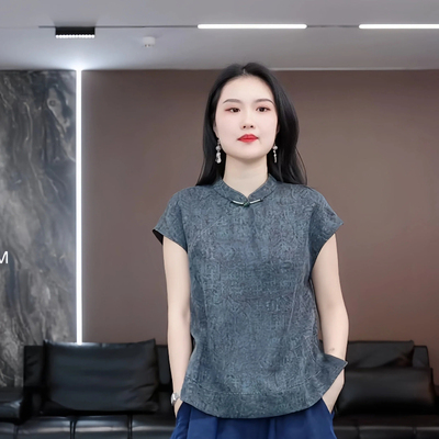 【清砚宁】徐淼淼春款'人间朝暮'国风非遗花萝香云纱上衣ZY2342