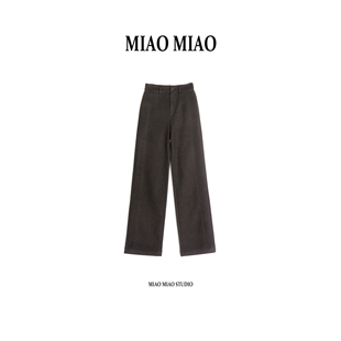 纯色高腰休闲裤 穿搭通勤百搭羊毛西裤 徐淼淼冬季 NY1819 知宜