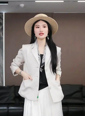 【纨素】徐淼淼春款桑蚕丝重绉时尚轻奢双层真丝上衣外套XK2114