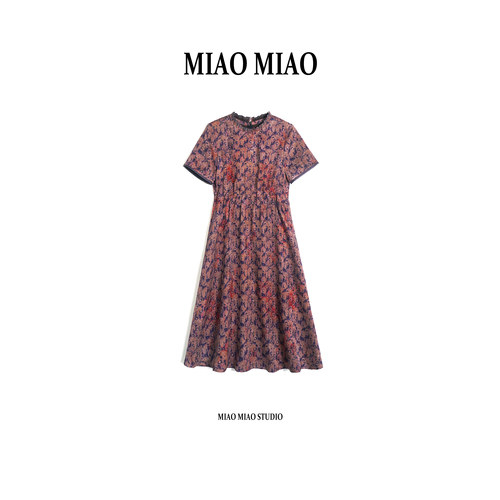 【箬芜】徐淼淼夏款'箬絮流韵'新中式非遗提花香云纱连衣裙MU3046