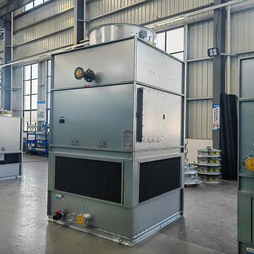 反应釜用开式逆流钢板冷却水塔全封闭风机上门安装管道水泵水箱