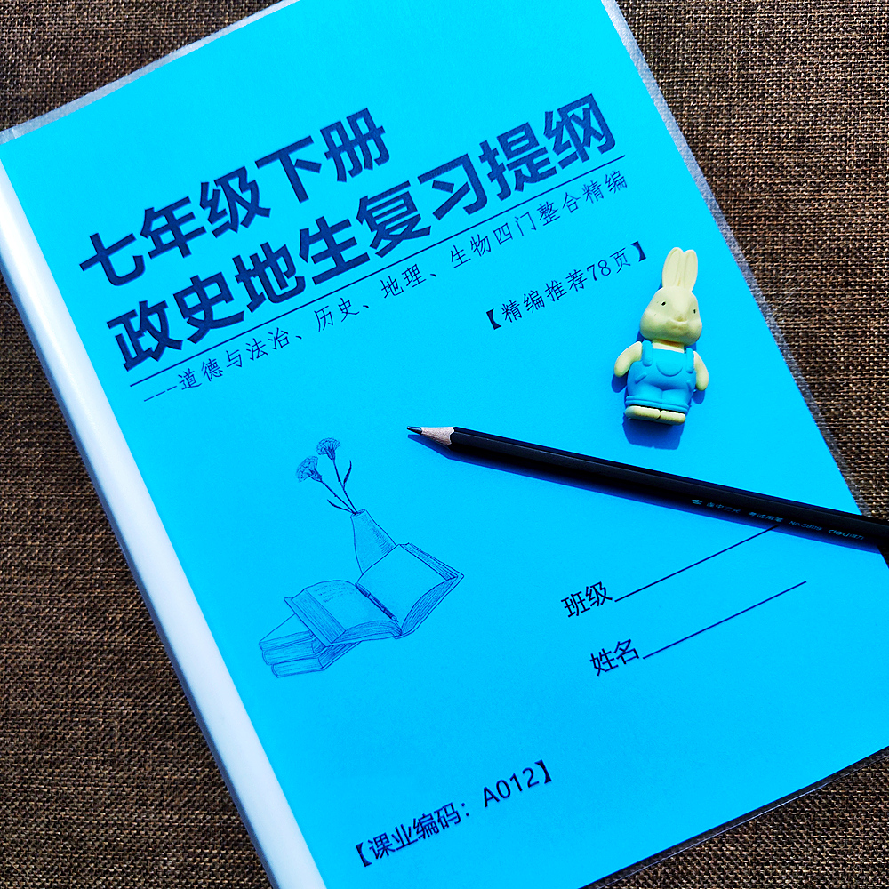 人教版7七年级下册政治历史地理生物语文数学英语知识点课业本 