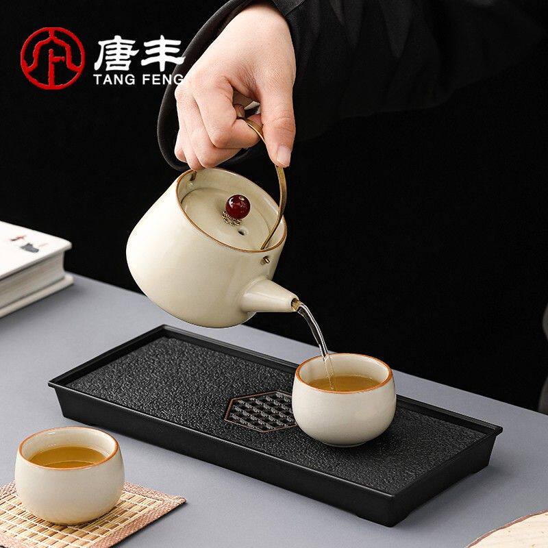唐丰汝窑双人茶具家用简易一壶两杯二人泡茶具饮茶器干泡茶道轻奢